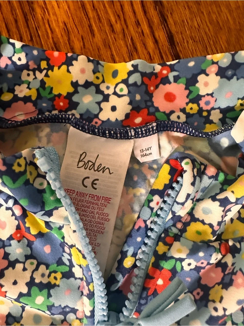 Boden Long-Sleeve Floral One-Piece Swimsuit - Blue Multi
